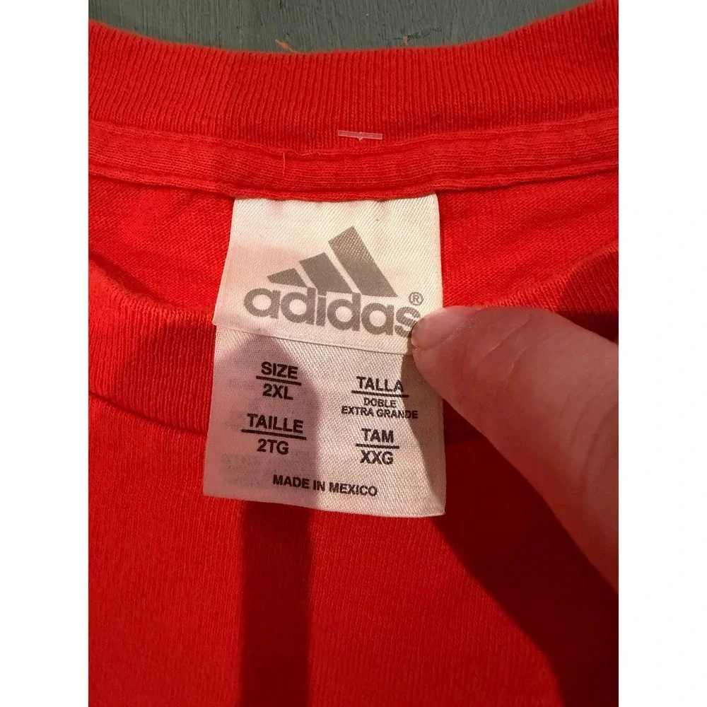 Vintage Y2K 2004 Adidas Long Sleeve T-Shirt Orange Striped Logo Mens 2XL DDE001